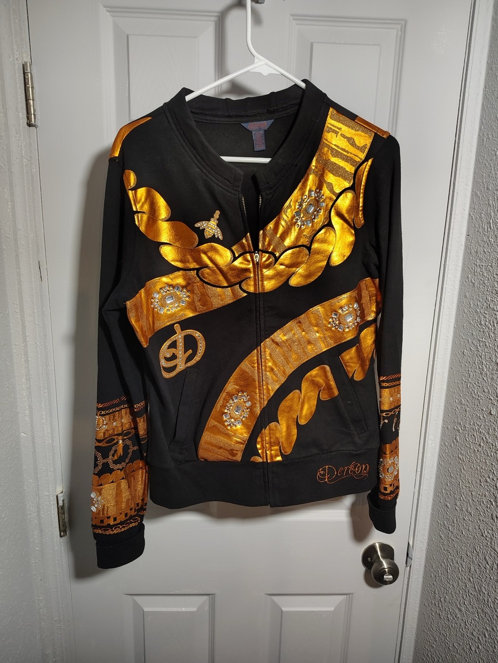 Dereon Black Jacket with Metallic Gold Accents